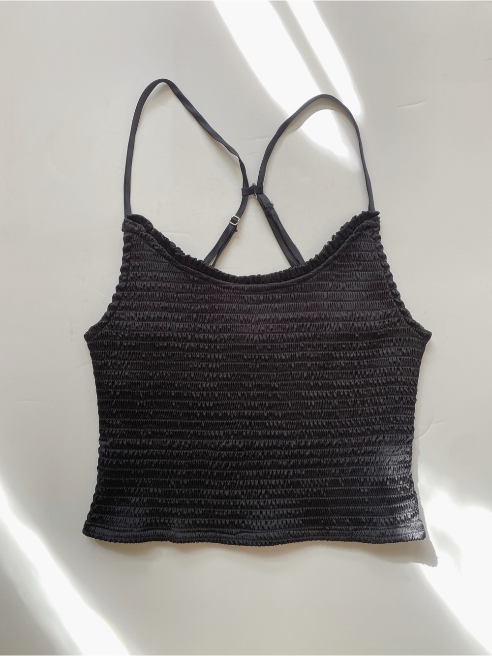 Free People Black Smocked Cropped Cami